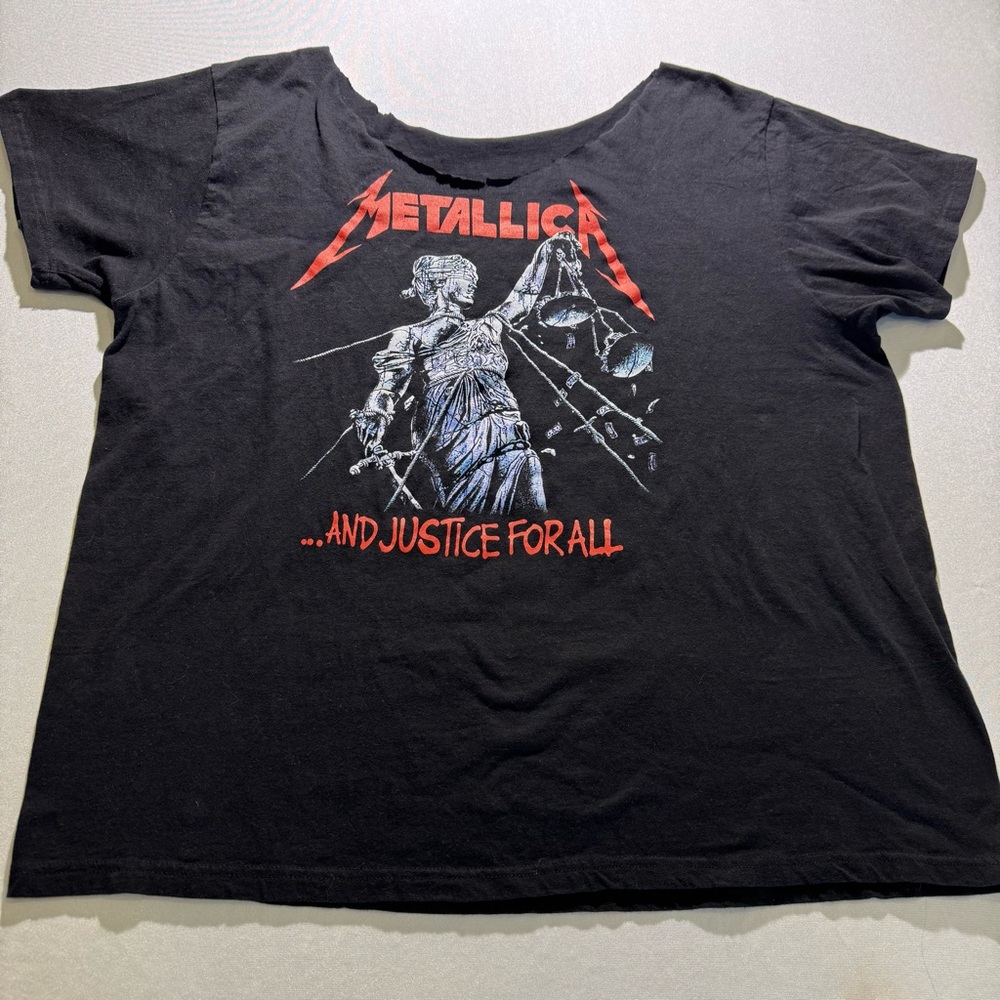 Metallica Black And Justice For All Off The Shoulder T-Shirt 2XL